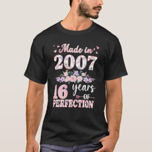 Gebildet im Jahr 2007 floral 16 Jahre alt 16 Jahre T-Shirt