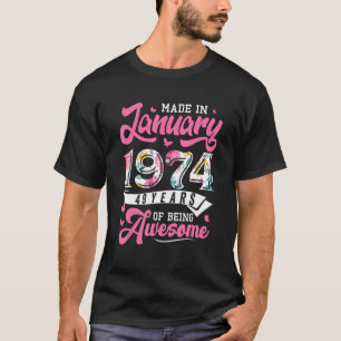 Gebildet im Januar 1974 Floral 49 Jahre alt 49 Jah T-Shirt
