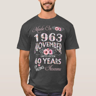 Gebildet im Oktober 1963 floral 60 Jahre alt des S T-Shirt
