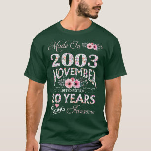 Gebildet im Oktober 2003 floral 20 Jahre alt zu se T-Shirt