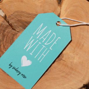 Gebildet mit Liebe Heart Robin Egg Blue Hang Tag Geschenkanhänger
