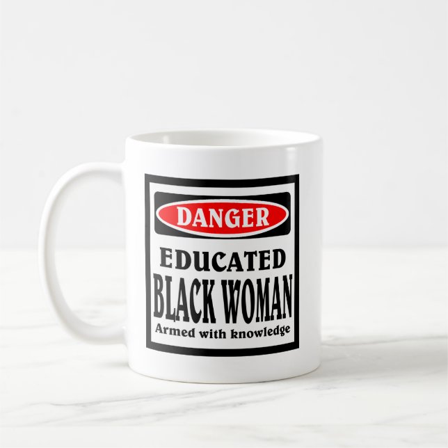 Gebildete Black Woman Kaffee Tasse. Tasse (Links)
