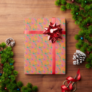 Gebildete Blumenketten in rosa Geschenkpapier