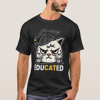 Gebildete Katze in Abschlussmütze  Abschlussdekora T-Shirt
