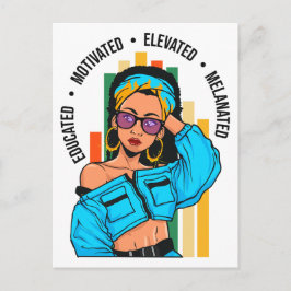 Gebildete Schwarze Königin Melanin Frau HBCU Grad  Postkarte