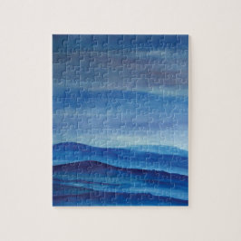 Gebirge Aquarellfarbenes Foto Puzzle mit Geschenkb