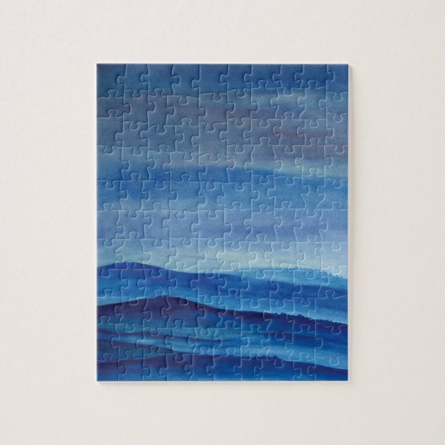 Gebirge Aquarellfarbenes Foto Puzzle mit Geschenkb (Vertikal)