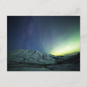 Gebirge   Aurora Borealis & Milky Way Alaska Postkarte