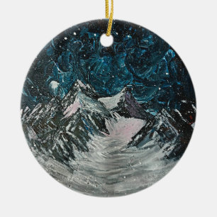 Gebirge bei Nacht Keramik Ornament