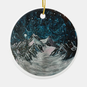 Gebirge bei Nacht Keramik Ornament