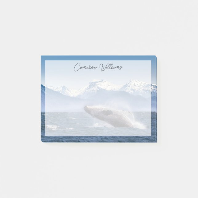 Gebirge | Breaching Whale Glacier Bay, Alaska Post-it Klebezettel (Vorderseite)
