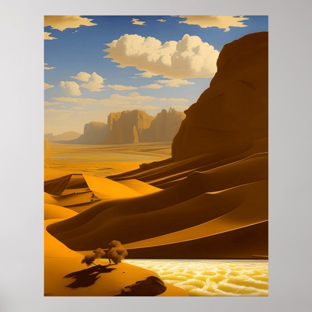 Gebirge einen Verzweifler und einen Baum Poster (Vorne)