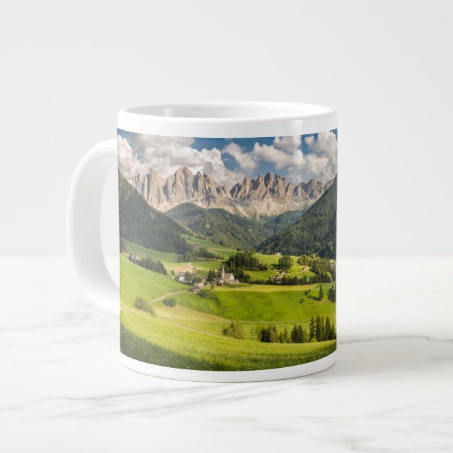 Gebirge | Funes Valley, Dolomiten, Italien Jumbo-Tasse (Vorderseite Links)