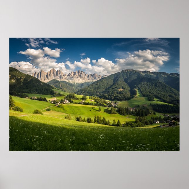 Gebirge | Funes Valley, Dolomiten, Italien Poster (Vorne)