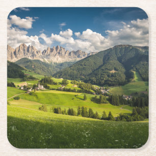 Gebirge   Funes Valley, Dolomiten, Italien Rechteckiger Pappuntersetzer