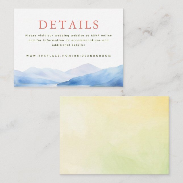 Gebirge Hochzeitsdetails Kleine Abschlusskarte Begleitkarte (Vorne/Hinten)