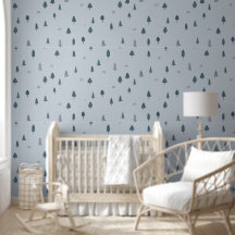 Gebirge Kinderzimmer Wallpaper Blue Bird & Trees