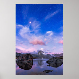 Gebirge Matterhorn & Lake Stellisee Poster