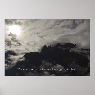 Gebirge mit Zitat - groß Poster