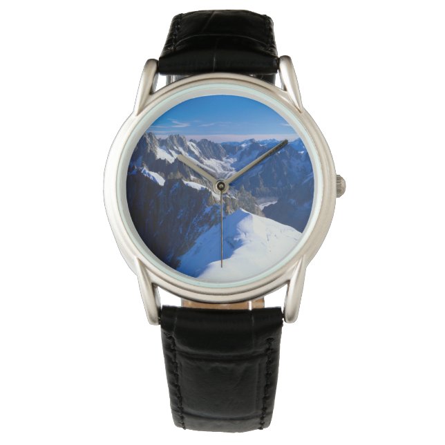 Gebirge | Mont Blanc, Europäische Alpen Armbanduhr (Vorderseite)