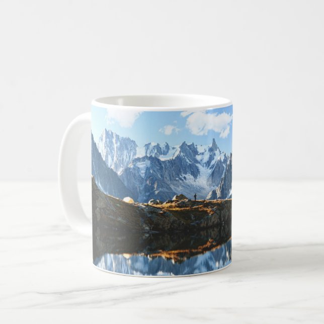 Gebirge | Mont Blanc Massif, Frankreich Kaffeetasse (Vorderseite Links)