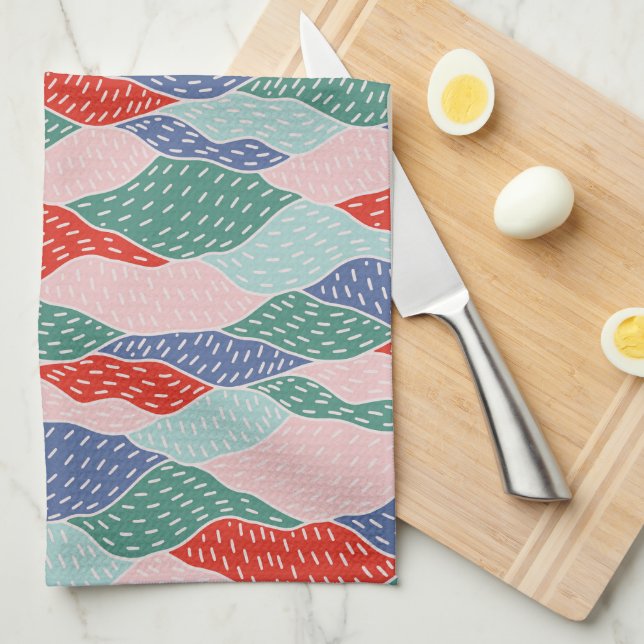 Gebirge, Mosaik, Collage, handgezeichnet, Schale Geschirrtuch (Viertel Falte)