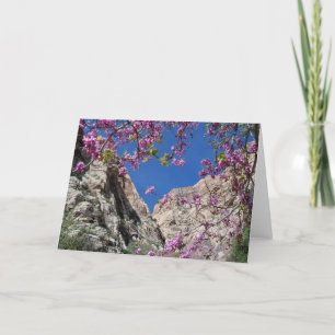 Gebirge, rosa Blume Grußkarte im Inneren leer Karte