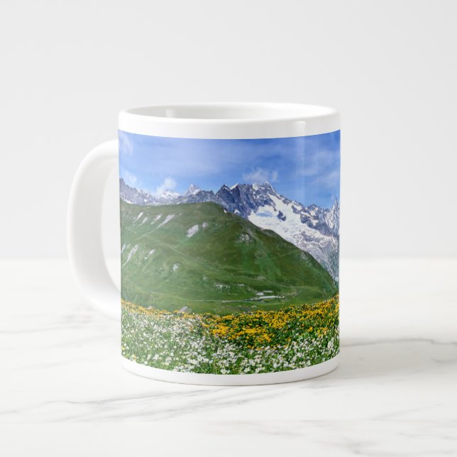 Gebirge | Schweizer Alpenfrühling Jumbo-Tasse (Vorderseite Links)