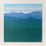 Gebirge sehen Grün Blau Illustriert Puzzle<br><div class="desc">Das herausfordernde Rätsel! Schöne,  schlichte,  moderne und trendige,  grün-blau-blauer Bergsicht,  die von Striped Hat Studio illustriert wird.</div>