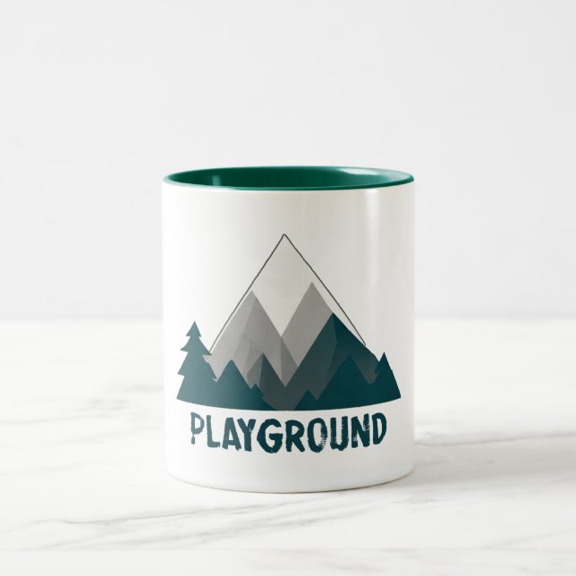 Gebirge sind mein Spielplatz Zweifarbige Tasse (Mittel)