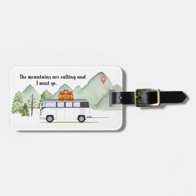 Gebirge Urlaub Grün Wasserfarbe Gepäckanhänger (Vorderseite horizontal)