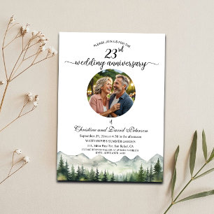 Gebirgs-Kiefern-Hochzeitstag-Foto zum 23. Jubiläum Einladung