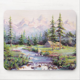 GEBIRGSBlockhaus durch SHARON SHARPE Mousepad