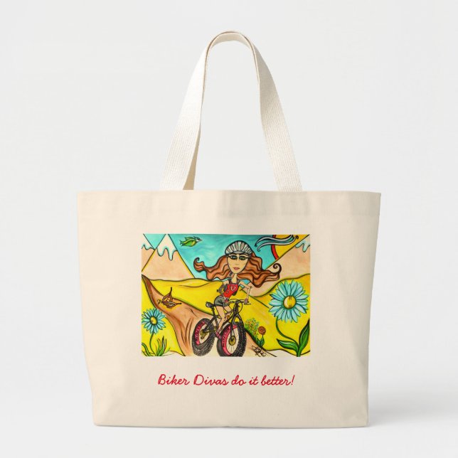 Gebirgsdiva-Radfahrer-Tasche Jumbo Stoffbeutel (Vorne)