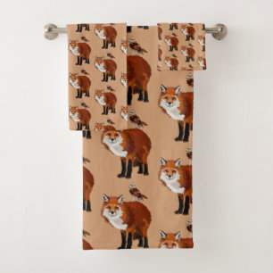 GEBIRGSfuchs U. BERNSTEINFARBIGE EULE Badhandtuch Set