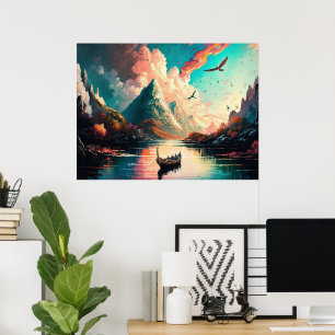 Gebirgslandschaft Malerei Poster