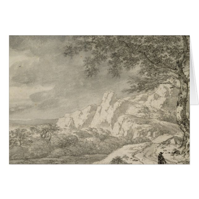 Gebirgslandschaft mit einem Wanderer (Vorderseite (Horizontal))