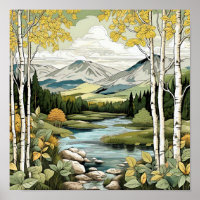 Gebirgslandschaft Neutrales Wall Art Poster