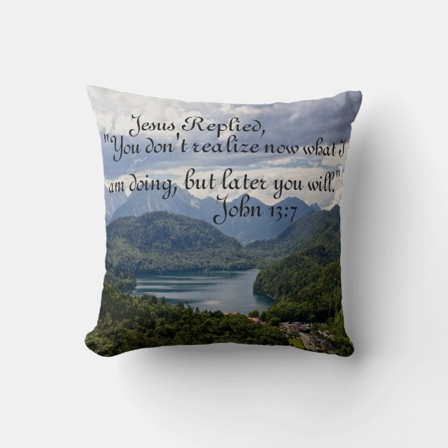 Gebirgslandschafts-Bibel-Vers-Wurfs-Kissen Kissen (Vorderseite)