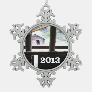 Gebirgsleben • Montana Schneeflocken Zinn-Ornament