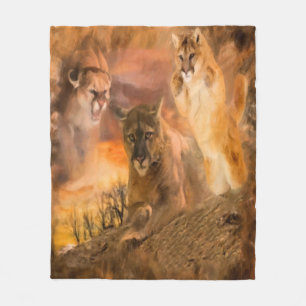 Gebirgslöwecougar-Tiercollagen-Fleece-Decke Fleecedecke