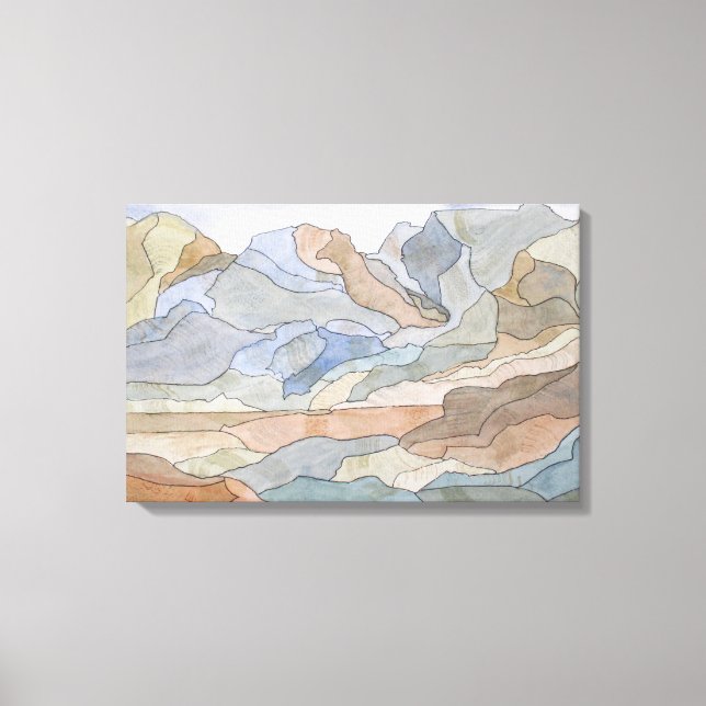 Gebirgsregionen Aquarellbahn Printmedien Leinwanddruck (Vorderseite)