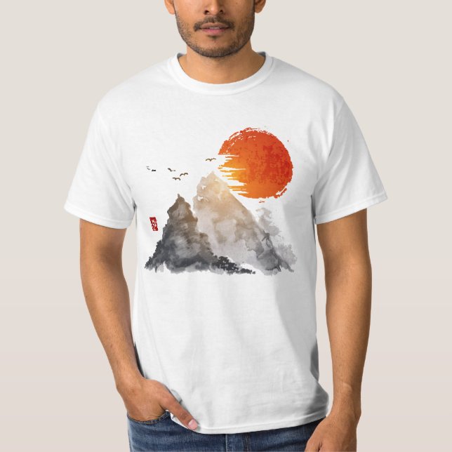 Gebirgssonnenuntergang-T - Shirt (Vorderseite)