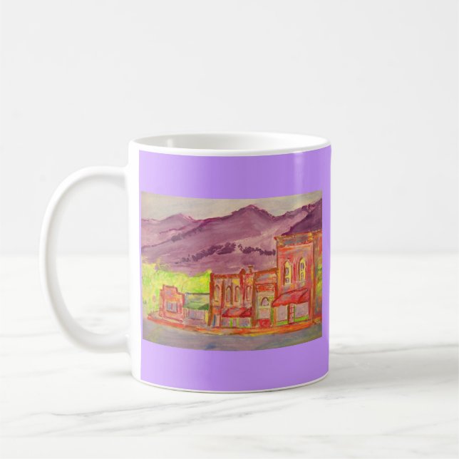 Gebirgsstadt Aquarellskizze Tasse (Links)