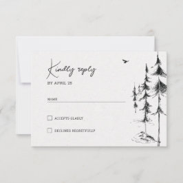 Gebirgswald handgezogene UAWG RSVP Karte