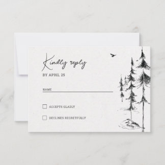 Gebirgswald handgezogene UAWG RSVP Karte