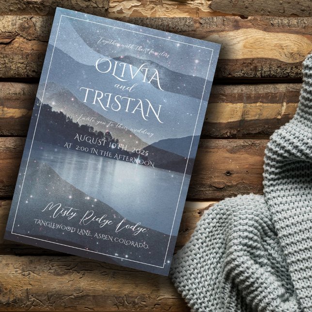 Gebirgswald Wasserfarbe Verzauberte Hochzeit Einladung (Von Creator hochgeladen)