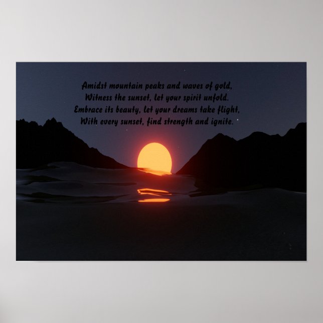 Gebirgswelle Sonnenuntergang Ästhetik Poster (Vorne)