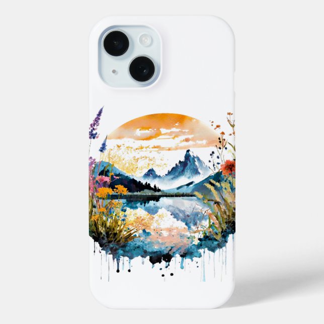 Gebirgszene Watercolor Case-Mate iPhone Hülle (Rückseite)