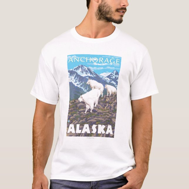 Gebirgsziegen-Szene - Anchorage, Alaska T-Shirt (Vorderseite)